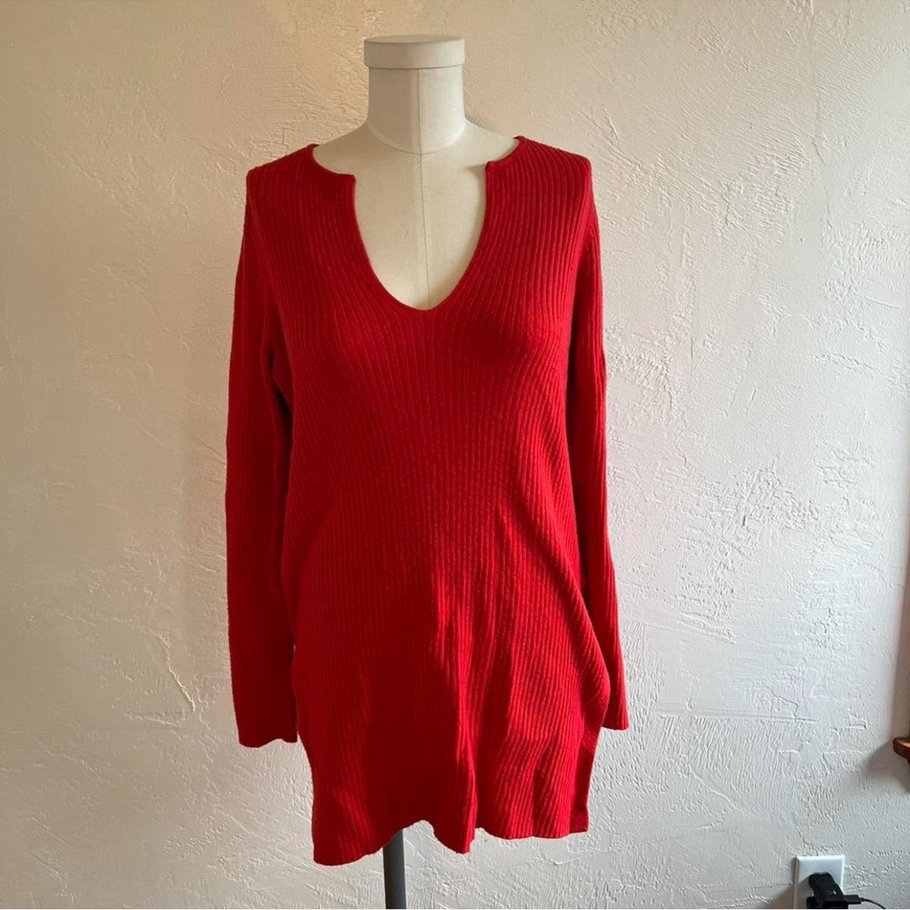 Anthropologie Ett Twa Wool Blend Red V-neck sweater